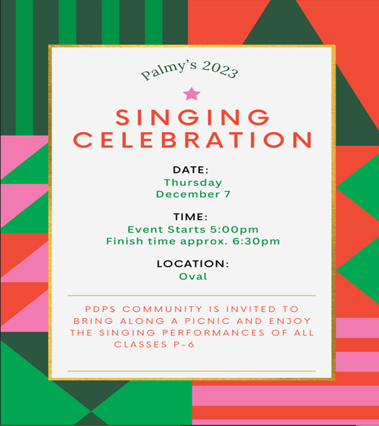 Invitation to End of Year Singing Celebration